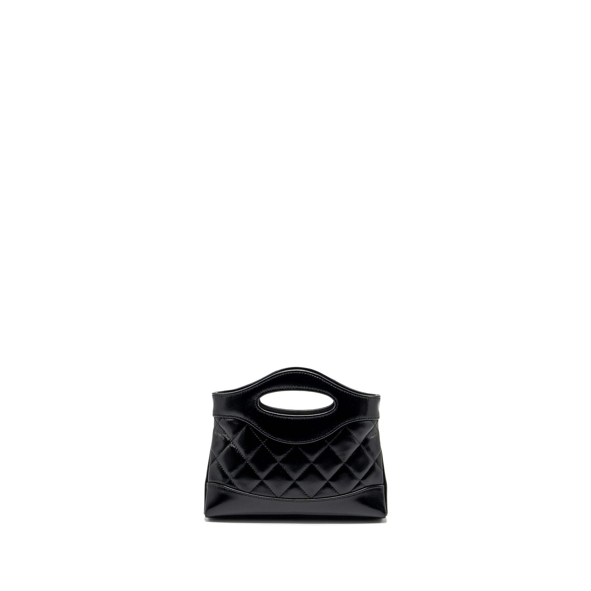 CHANEL 24S 31 MINI CLUTCH WITH CHAIN SHINY LAMBSKIN BLACK LGHW (MICROCHIP)