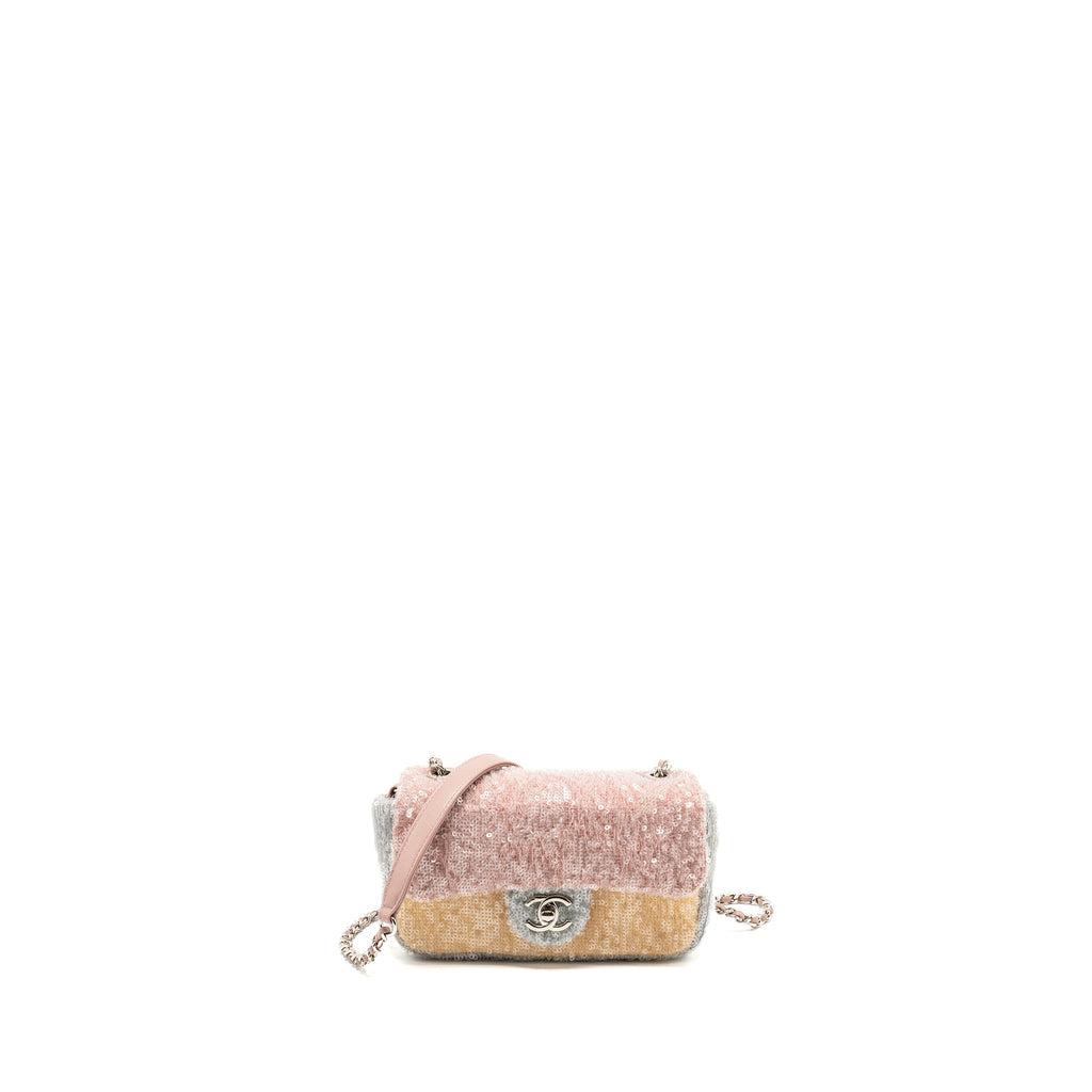 CHANEL 18S MINI WATERFALL FLAP BAG SEQUIN PINK/BLUE/YELLOW SHW