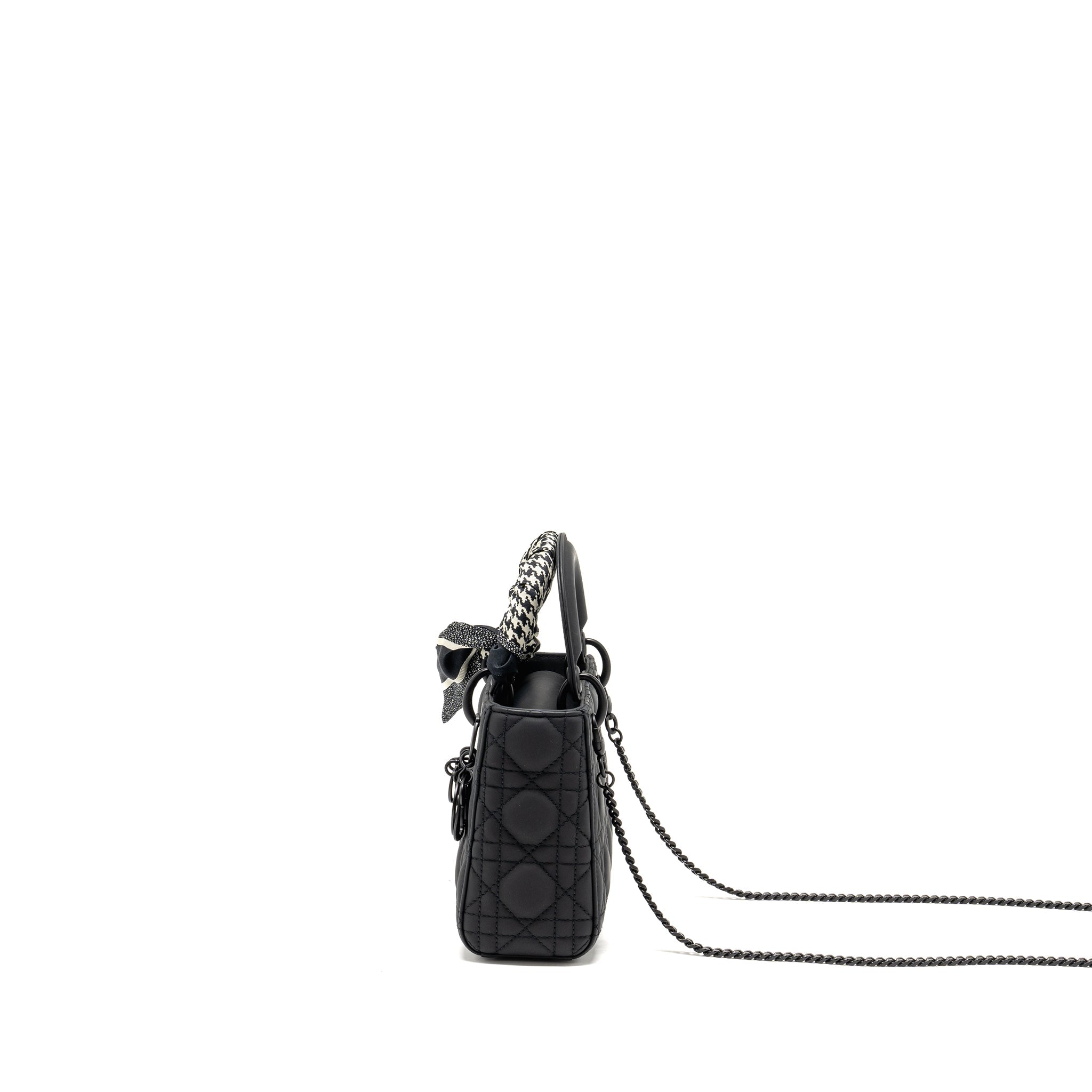 DIOR MINI LADY DIOR ULTRAMATTE CANNAGE CALFSKIN SO BLACK