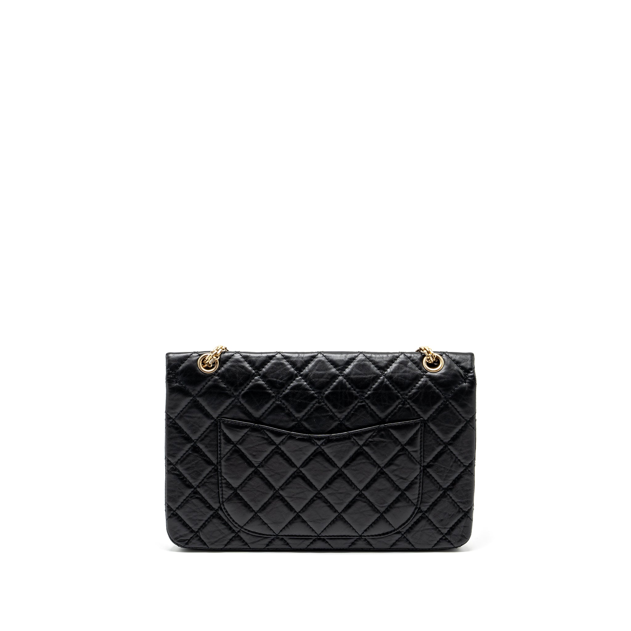 CHANEL LARGE 2.55 REISSUE DOUBLE FLAP BAG AGED CALFSKIN BLACK GHW