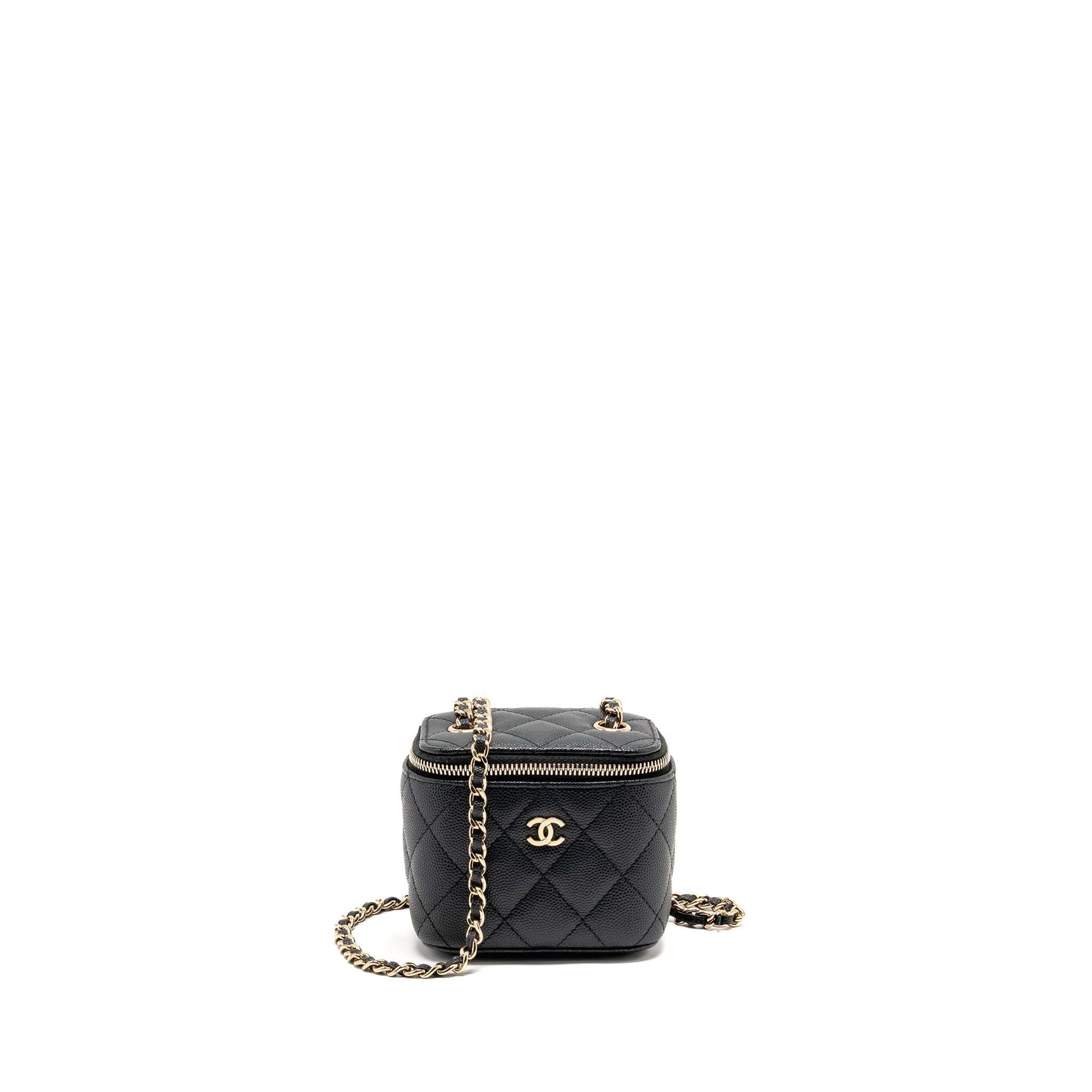 CHANEL CLASSIC SMALL VANITY WITH CHAIN CAVIAR BLACK LGHW