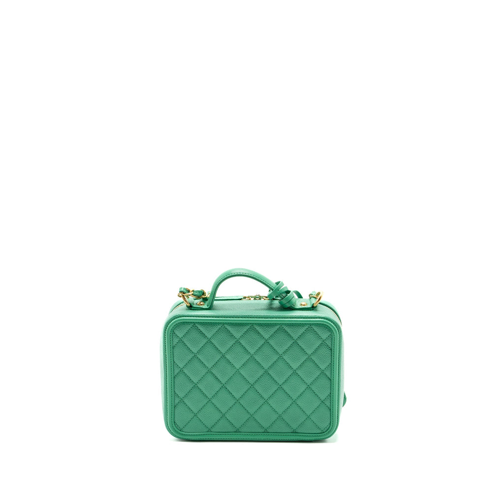 CHANEL MEDIUM FILIGREE VANITY CASE CAVIAR GREEN GHW