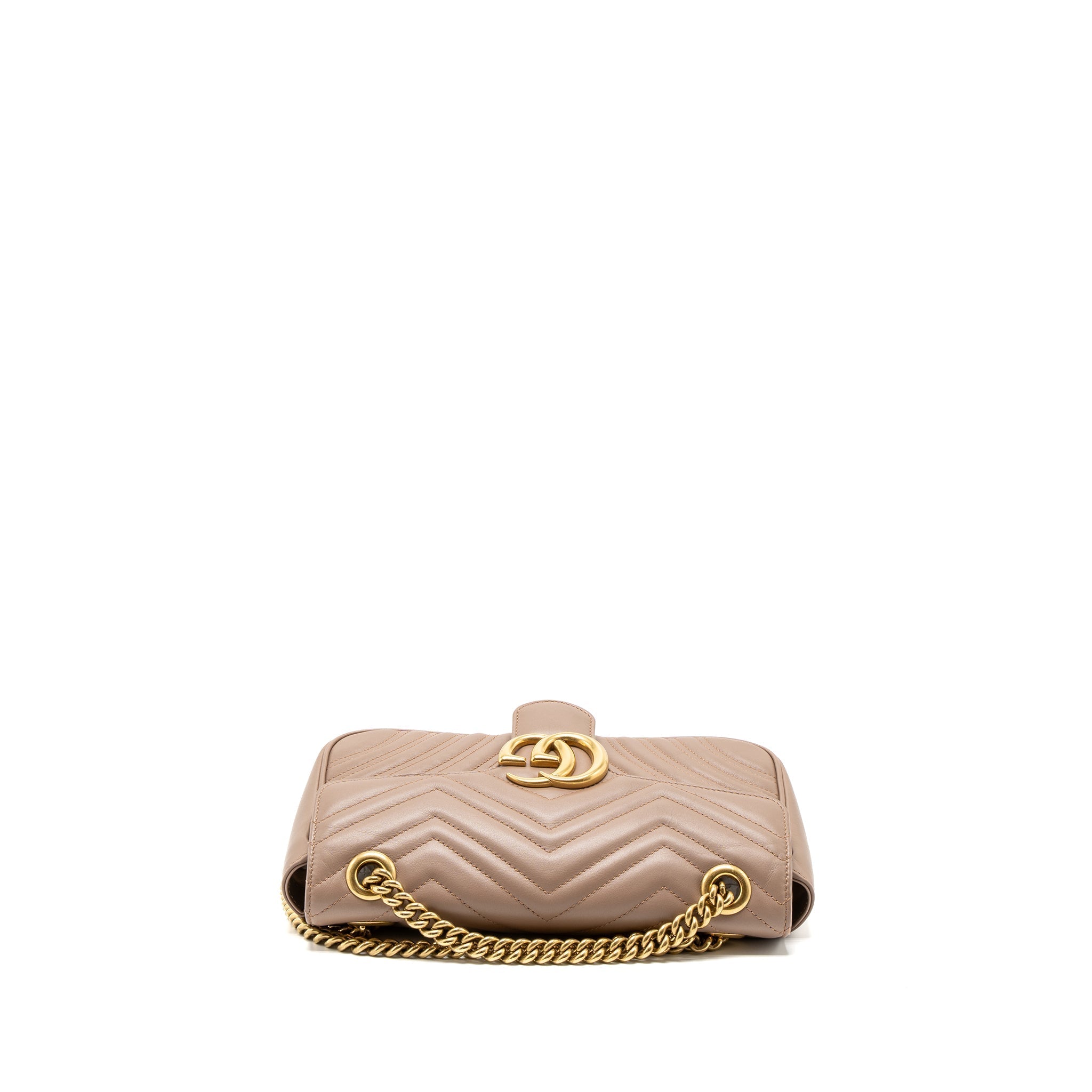 GUCCI SMALL GG MARMONT BAG CALFSKIN BEIGE BRUSHED GHW