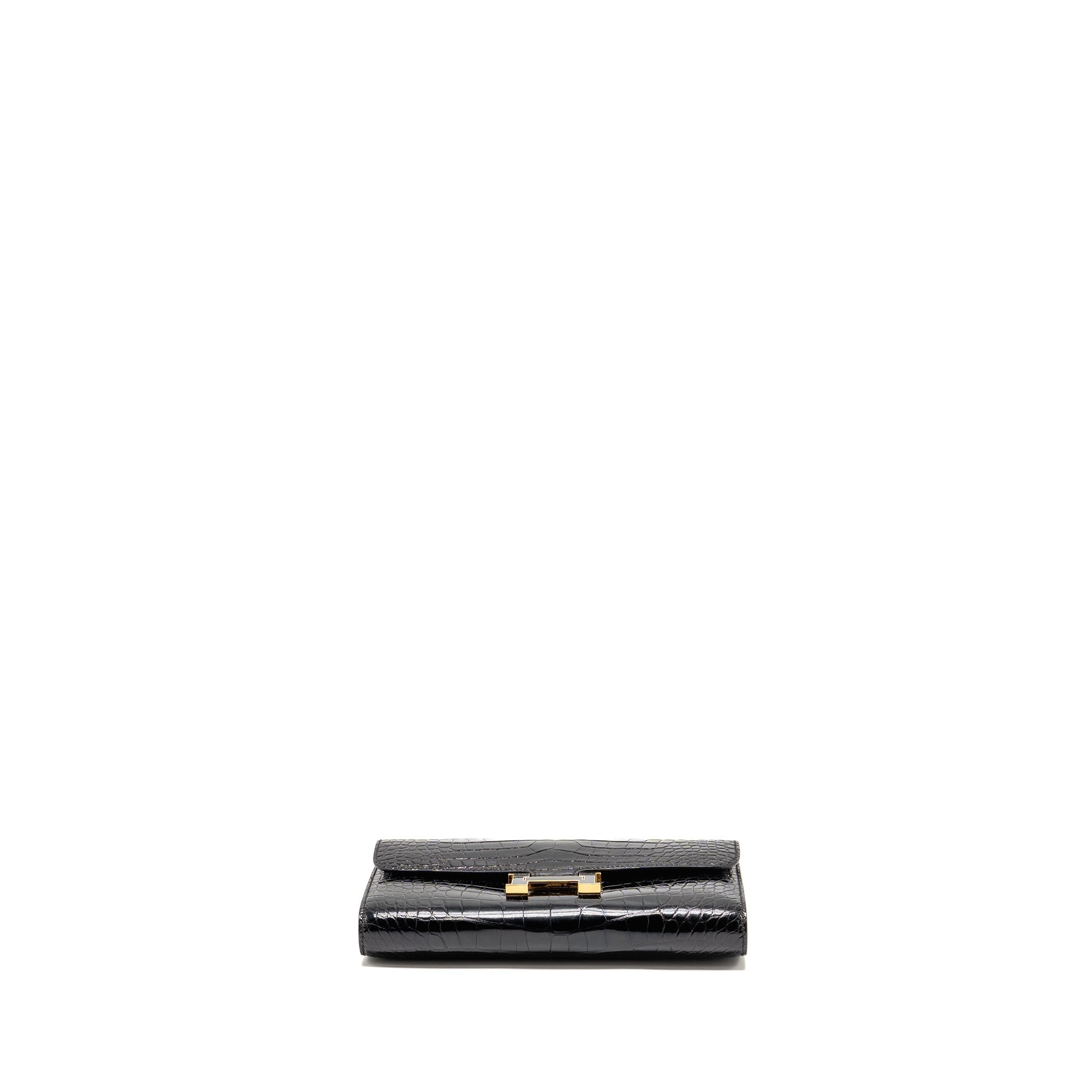 HERMES CONSTANCE TO GO ALLIGATOR MISSISSIPPIENSIS BLACK WITH BLACK HARDWARE