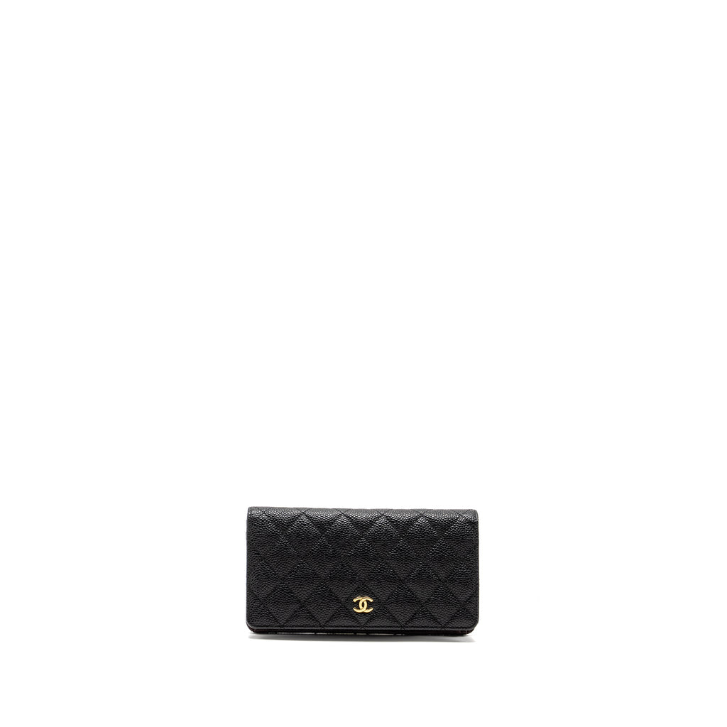 CHANEL COMPACT LONG WALLET CAVIAR BLACK GHW