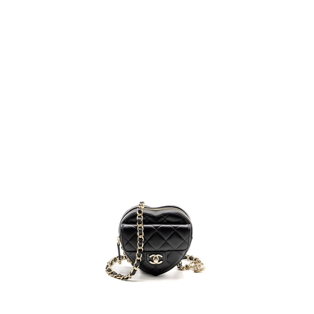 CHANEL 22S HEART BELT BAG LAMBSKIN BLACK LGHW