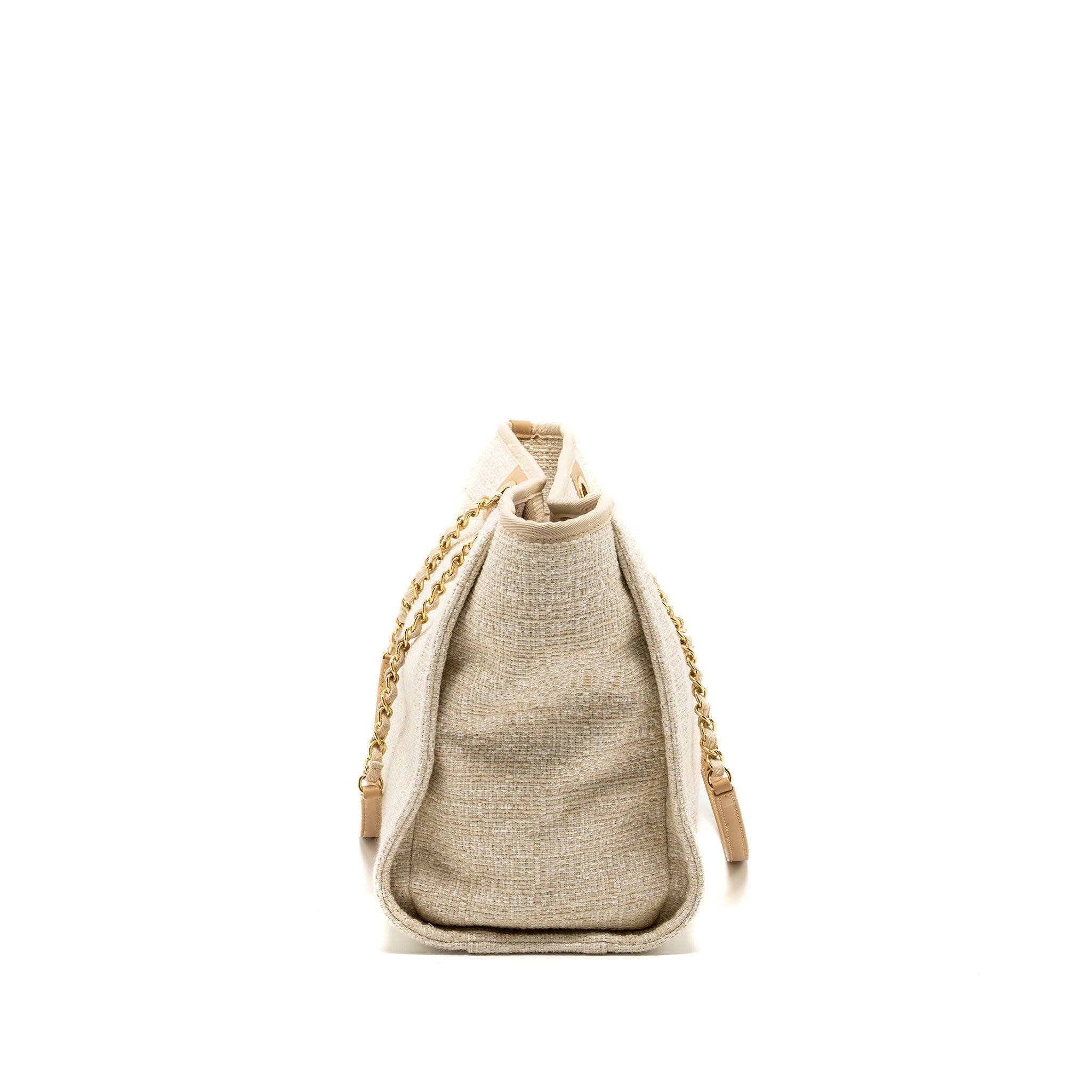 CHANEL DEAUVILLE BAG CANVAS/ LEATHER LIGHT BEIGE GHW