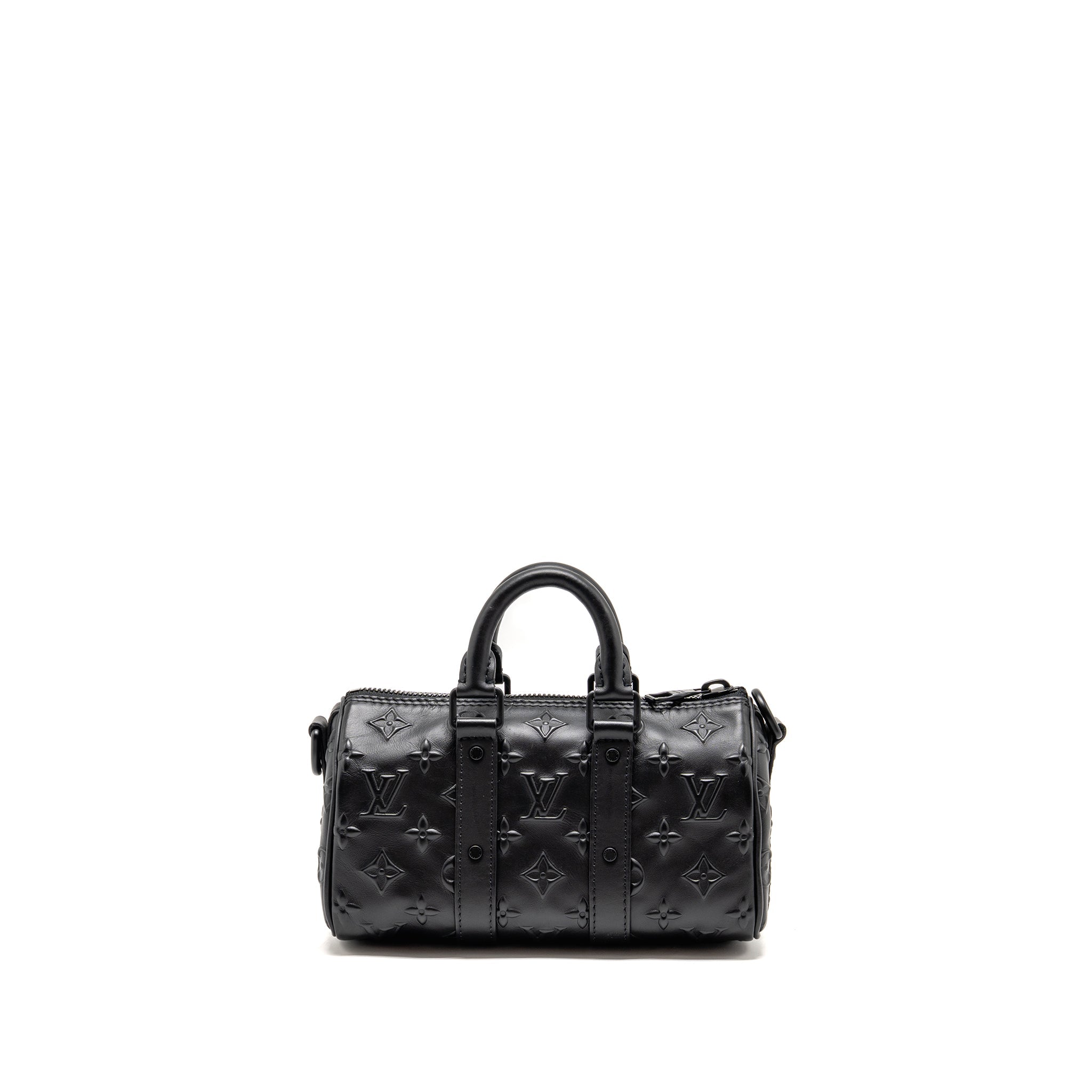 LOUIS VUITTON KEEPALL XS MONOGRAM SEAL COWHIDE LEATHER SO BLACK