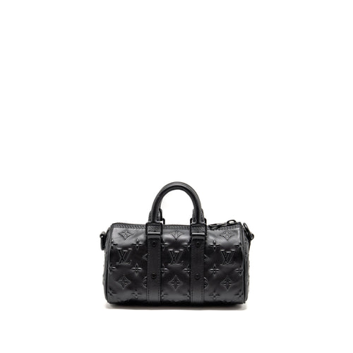 LOUIS VUITTON KEEPALL XS MONOGRAM SEAL COWHIDE LEATHER SO BLACK