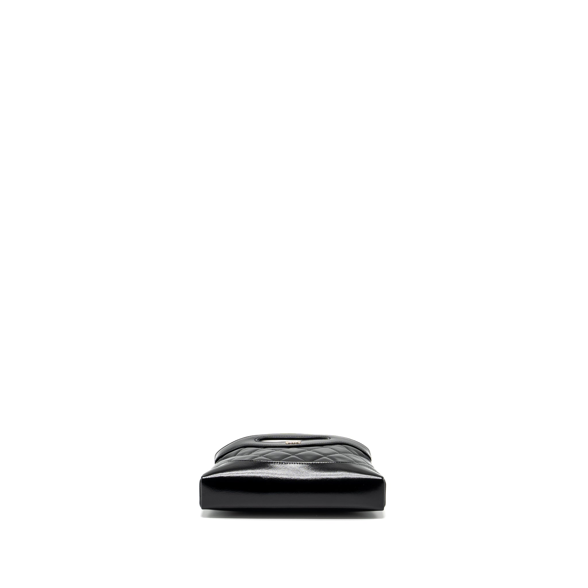 CHANEL 24S 31 MINI CLUTCH WITH CHAIN SHINY LAMBSKIN BLACK LGHW (MICROCHIP)