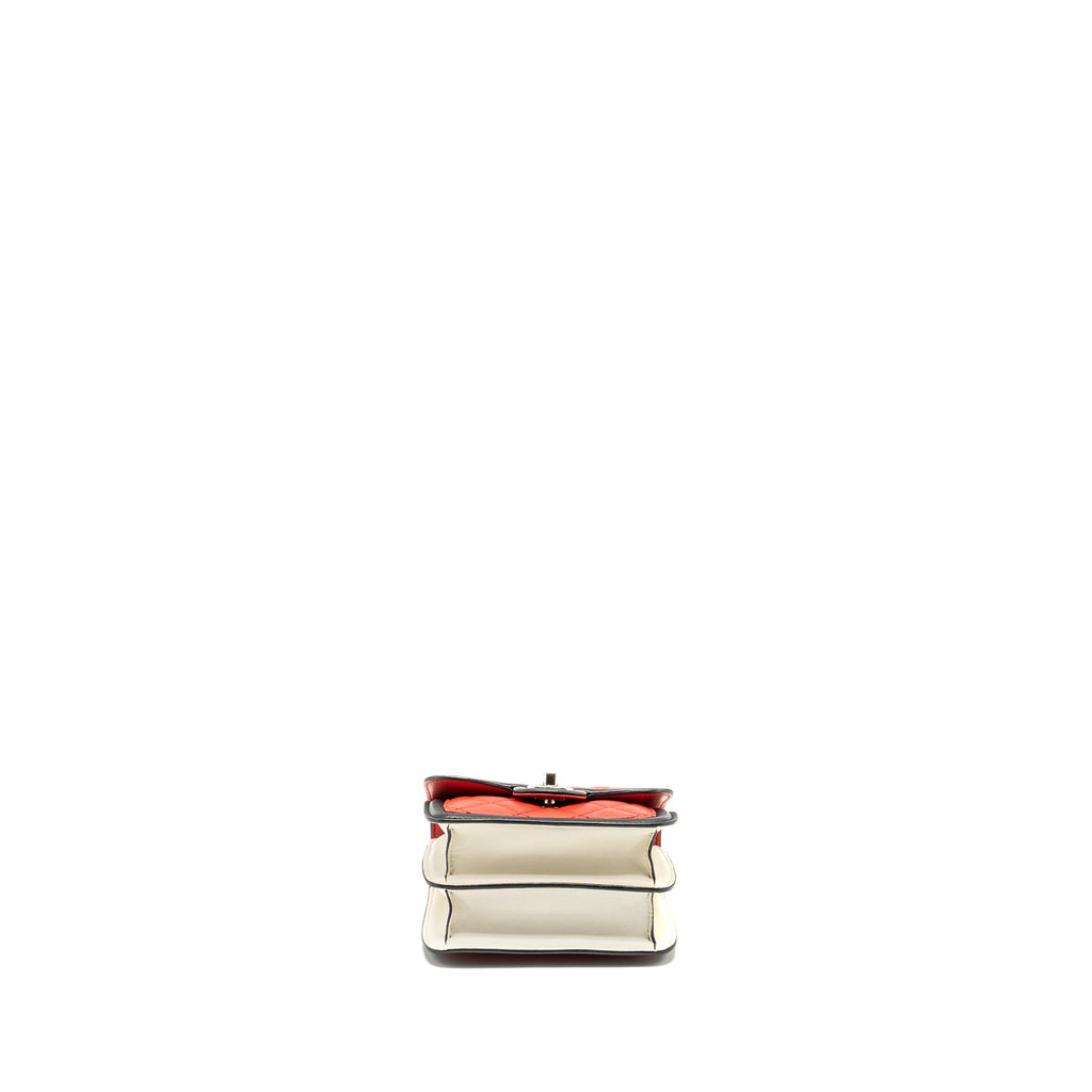 CHANEL TRICOLOR MINI GRAPHIC FLAP BAG LAMBSKIN RED/BLACK/WHITE SHW