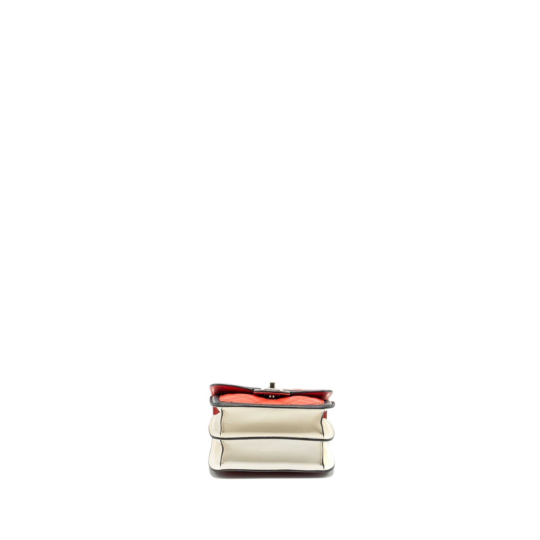 CHANEL TRICOLOR MINI GRAPHIC FLAP BAG LAMBSKIN RED/BLACK/WHITE SHW