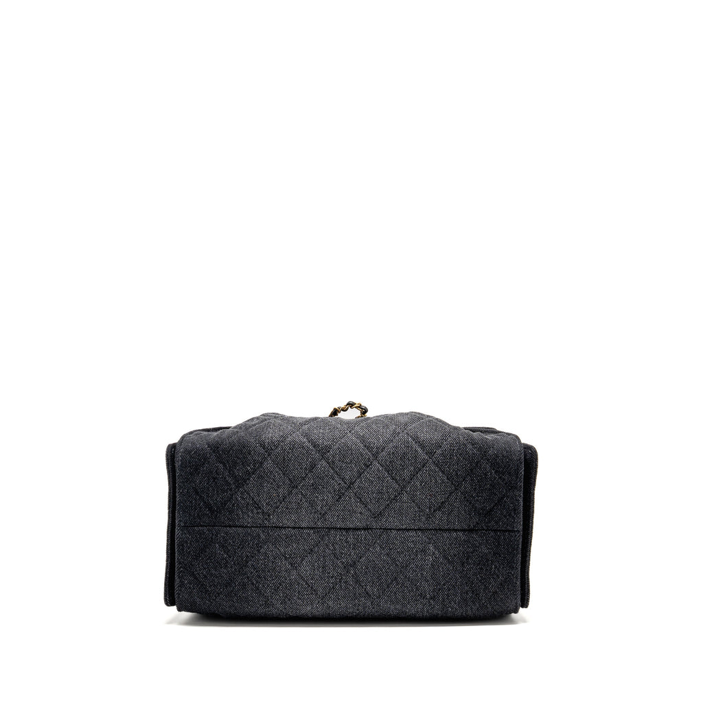 CHANEL SMALL 25 BAG WASHED DENIM BLACK GHW (MICROCHIP)