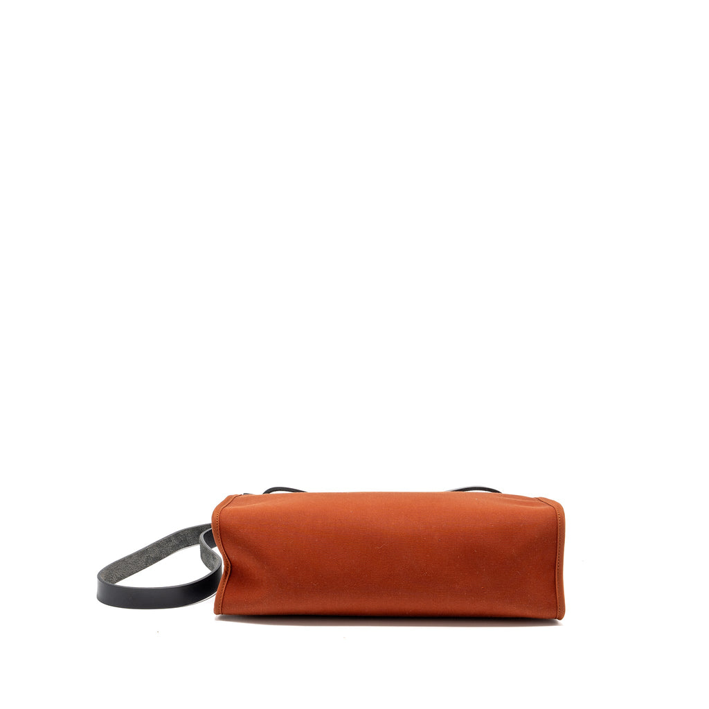 HERMES HERBAG 31 ZIP BAG CANVAS/ HUNTER LEATHER CUIVRE / BLACK SHW