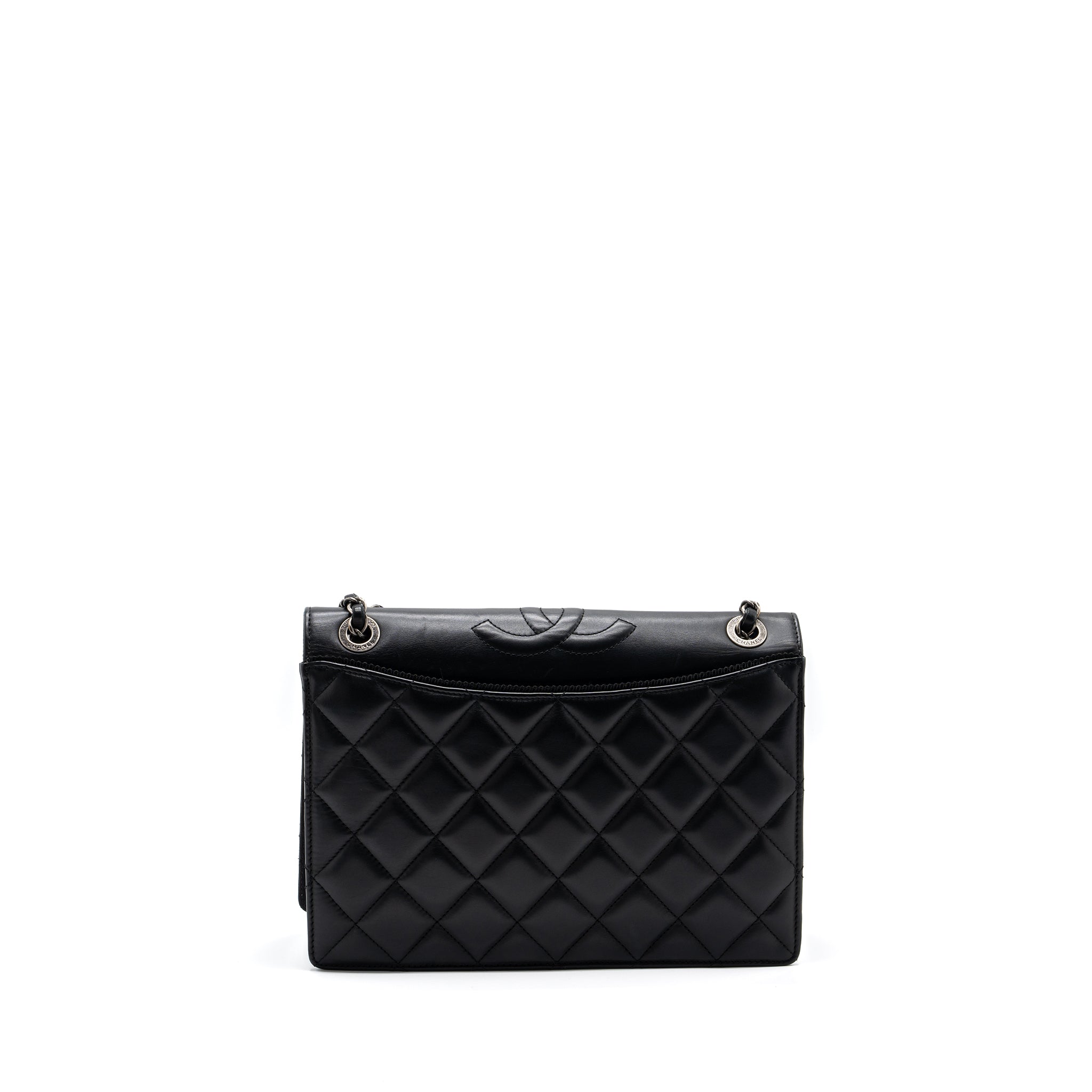 CHANEL QUILTED FLAP BAG CALFSKIN BLACK RUTHENIUM HARDWARE