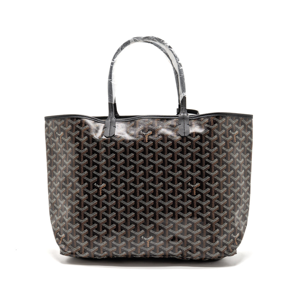 GOYARD SAINT LOUIS PM TOTE BAG GOYARDLINE CANVAS BLACK SHW