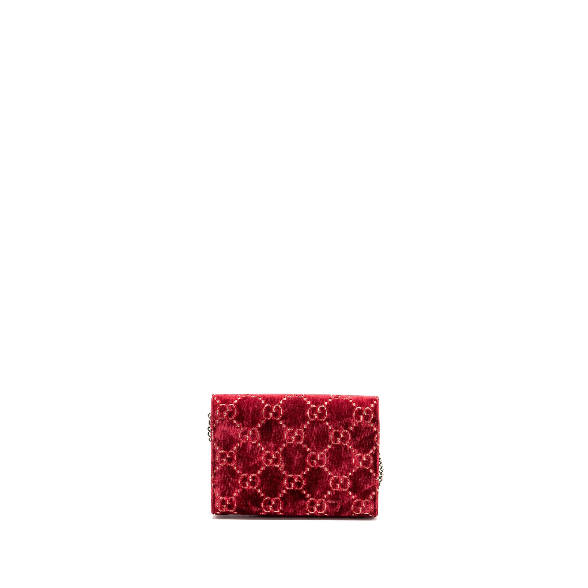 GUCCI DIONYSUS WALLET ON CHAIN VELVET RED SHW