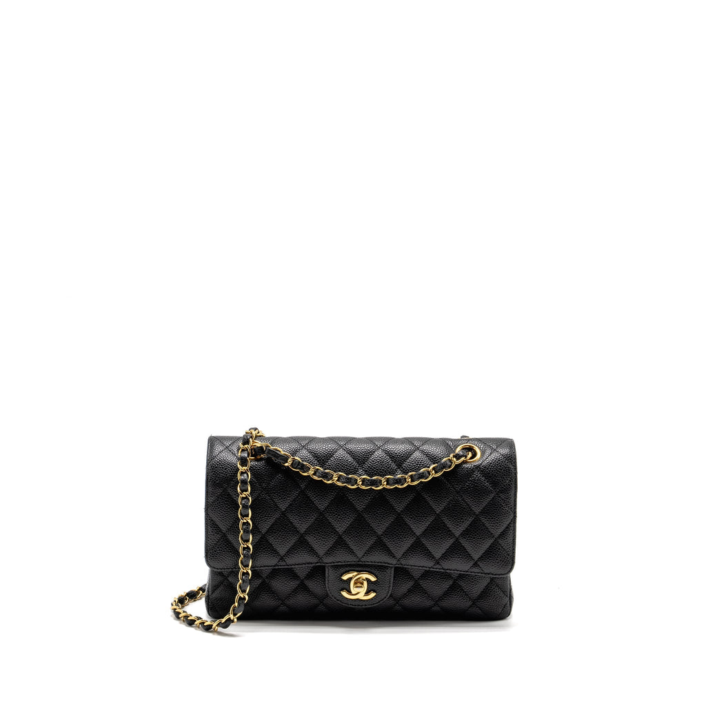 CHANEL MEDIUM CLASSIC DOUBLE  FLAP BAG CAVIAR BLACK GHW