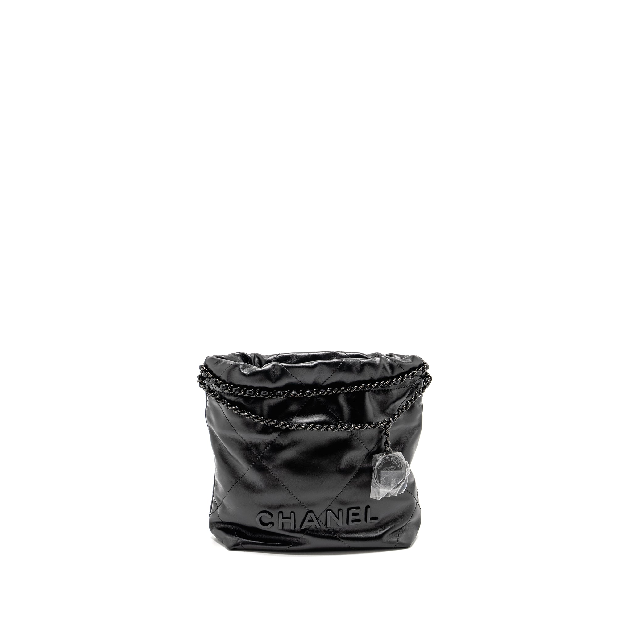 CHANEL MINI 22 BAG CALFSKIN SO BLACK (MICROCHIP)