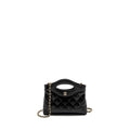 CHANEL MINI 31 CLUTCH WITH CHAIN SHINY LAMBSKIN BLACK LGHW (MICROCHIP)