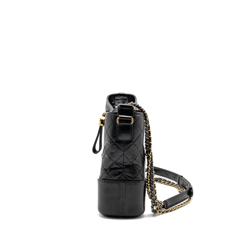 CHANEL GABRIELLE HOBO BAG AGED CALFSKIN BLACK MULTICOLOUR HARDWARE