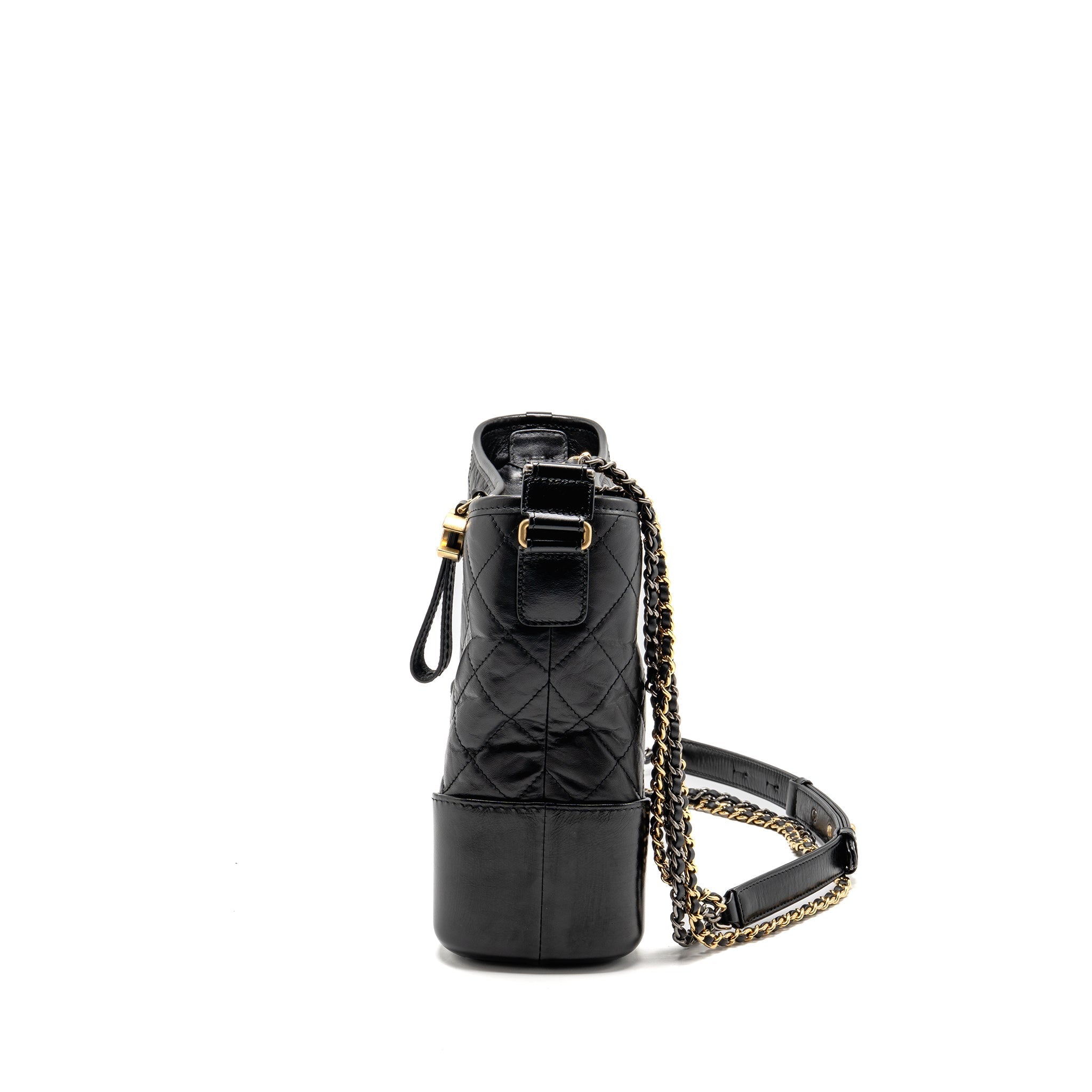 CHANEL GABRIELLE HOBO BAG AGED CALFSKIN BLACK MULTICOLOUR HARDWARE