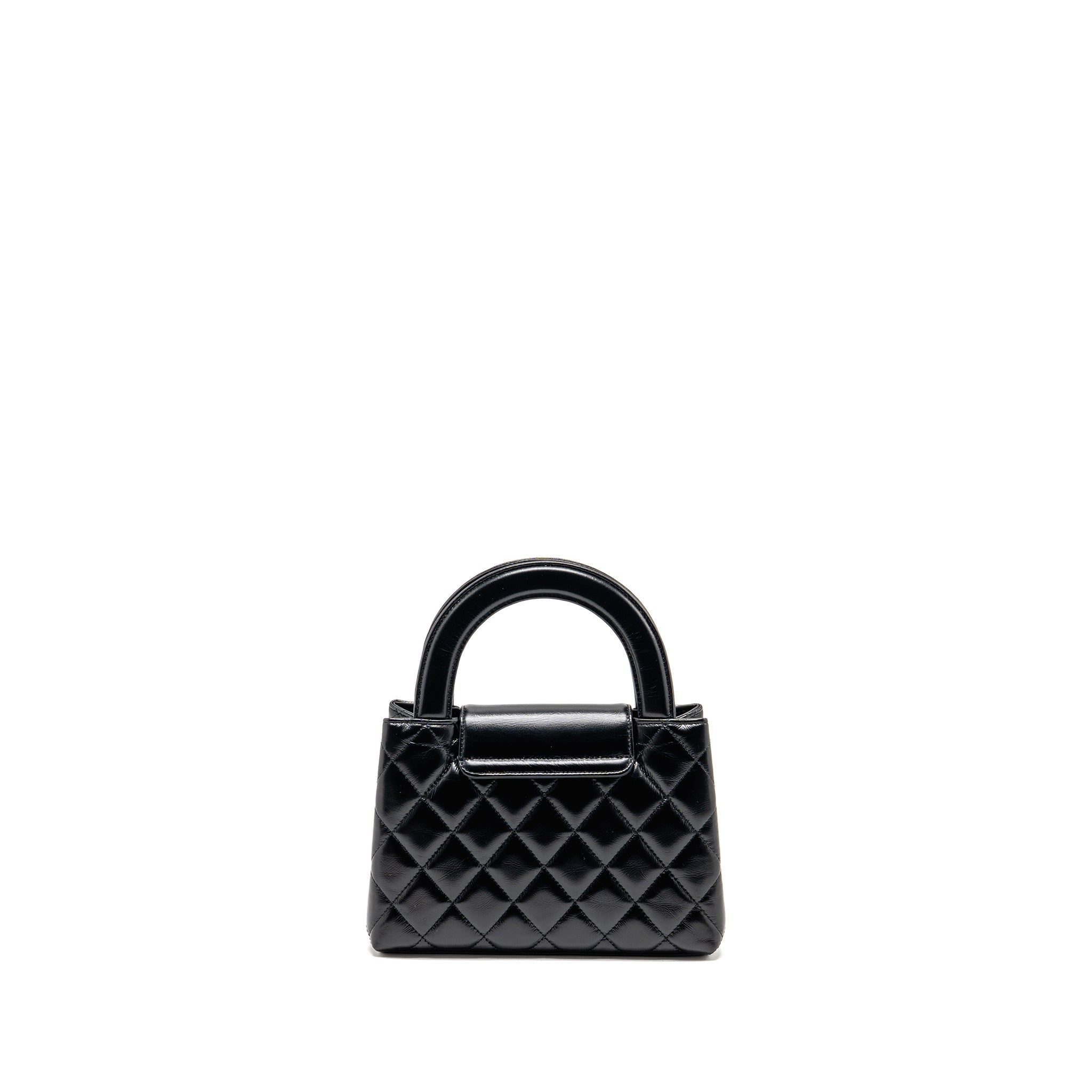 CHANEL MINI KELLY SHOPPING TOTE BAG CALFSKIN BLACK GHW (MICROCHIP)