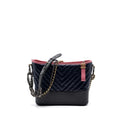 CHANEL LARGE GABRIELLE HOBO BAG CHEVRON CALFSKIN MULTICOLOR DARK BLUE/ DARK GREY / PINK WITH MULTICOLOURED HARDWARE