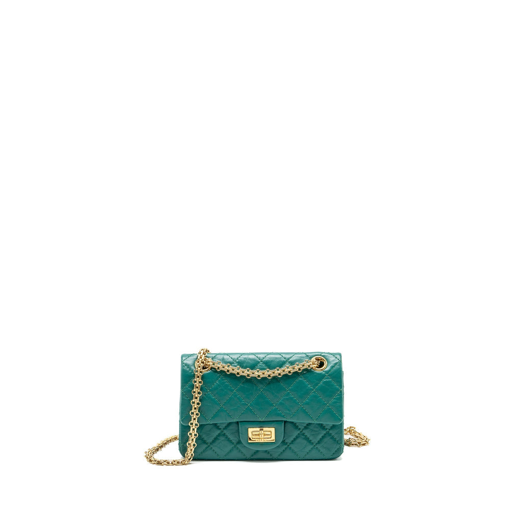 CHANEL MINI 2.55 REISSUE FLAP BAG CALFSKIN GREEN GHW