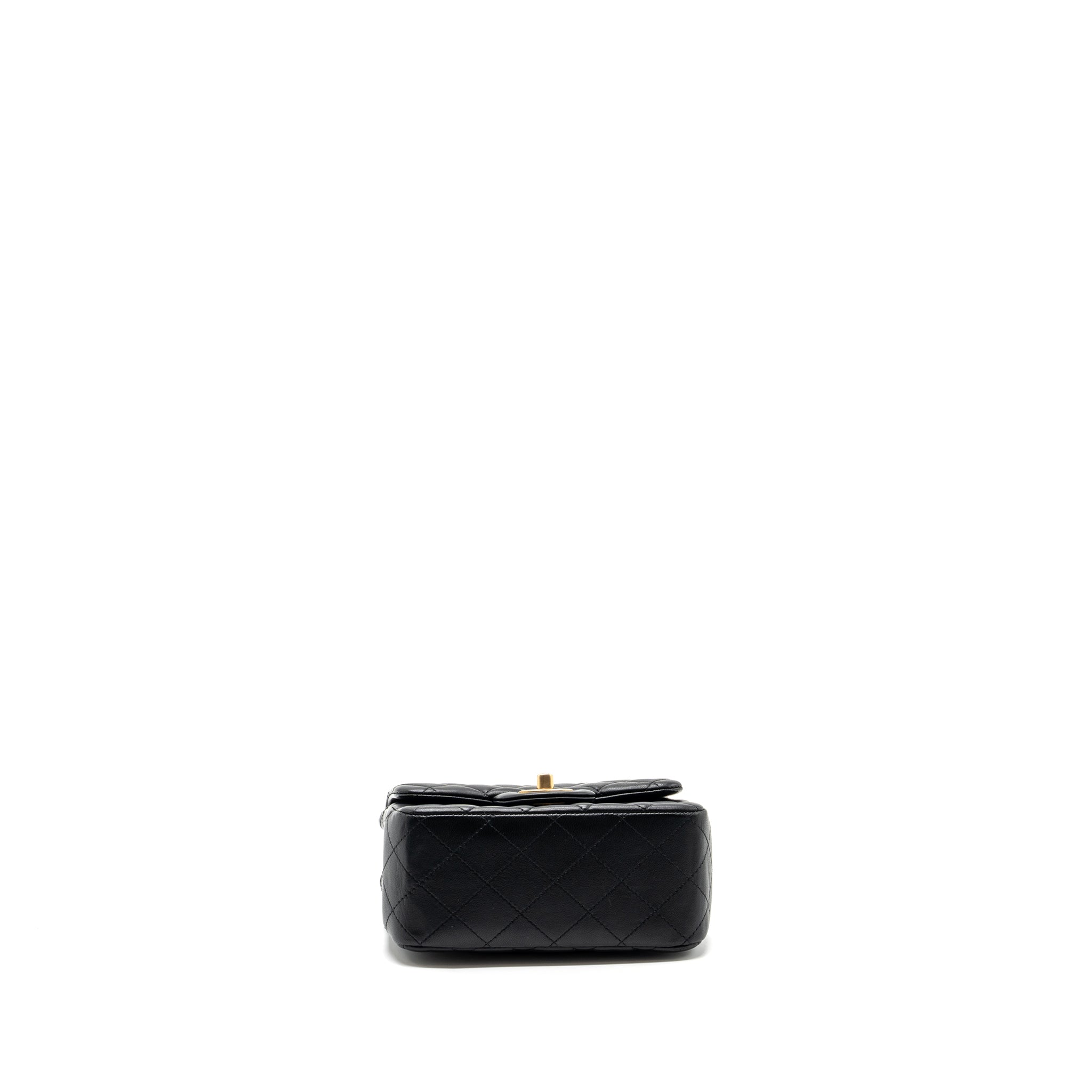 CHANEL CLASSIC MINI SQUARE FLAP BAG LAMBSKIN BLACK BRUSHED GHW