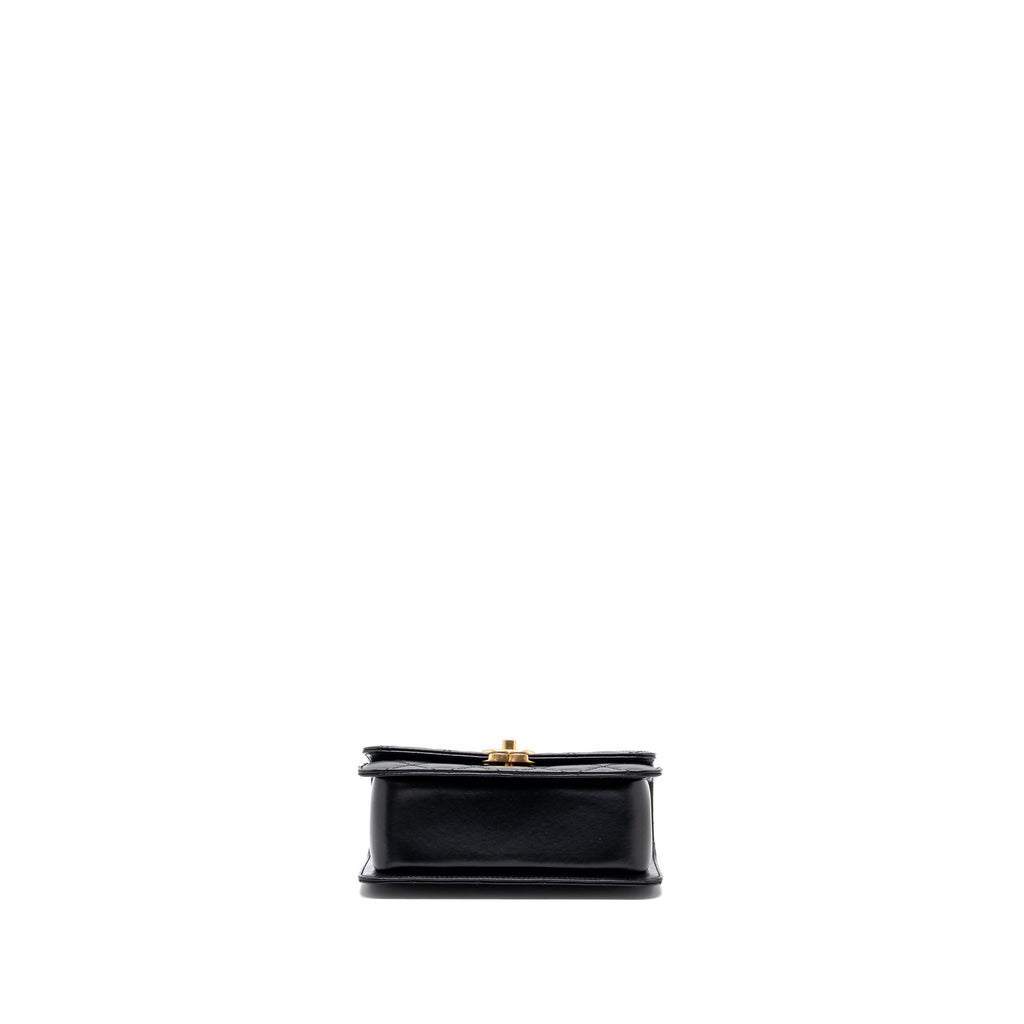 CHANEL 24C GOLD CRUSH MINI FLAP BAG CALFSKIN BLACK GHW  (MICROCHIP)