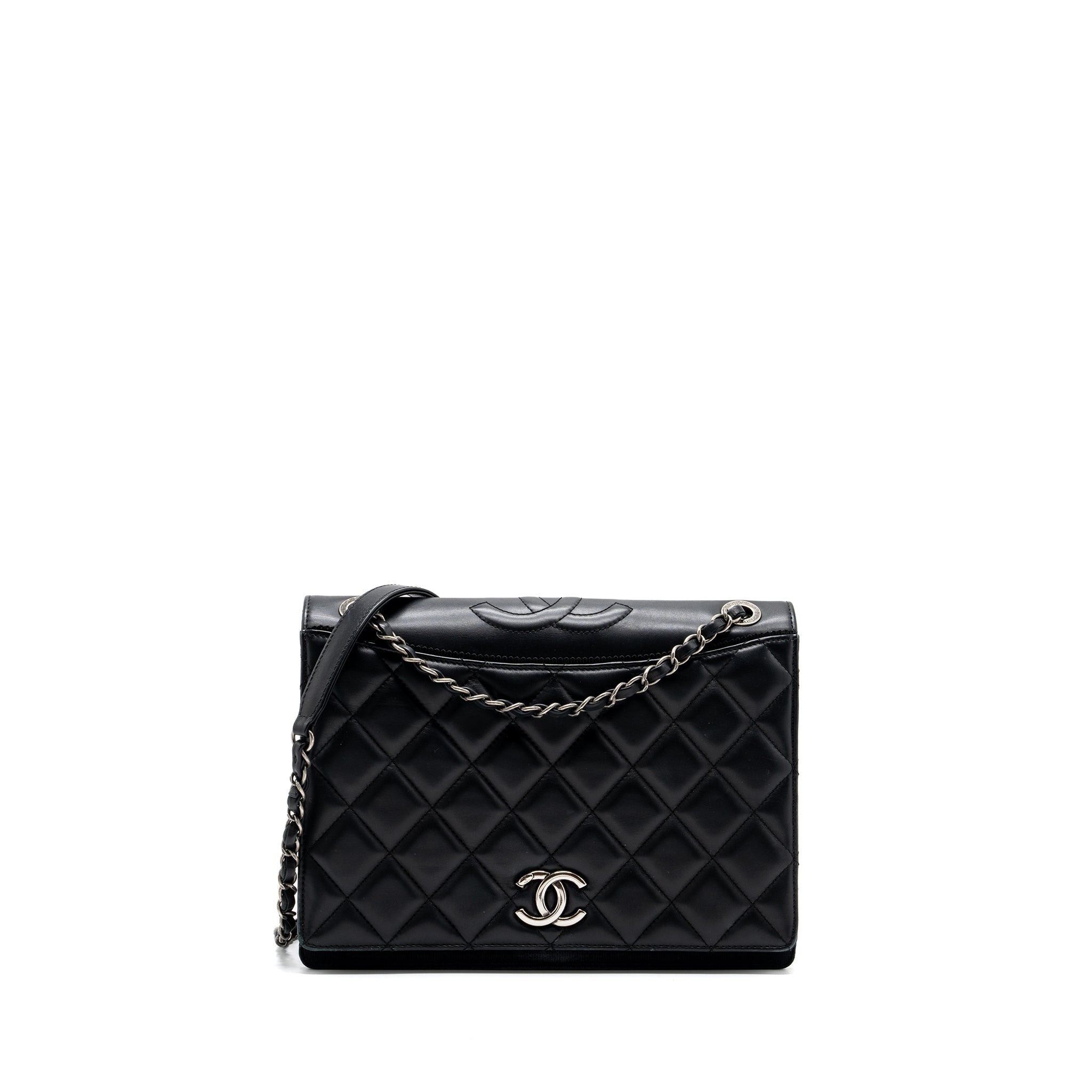 CHANEL QUILTED FLAP BAG CALFSKIN BLACK RUTHENIUM HARDWARE