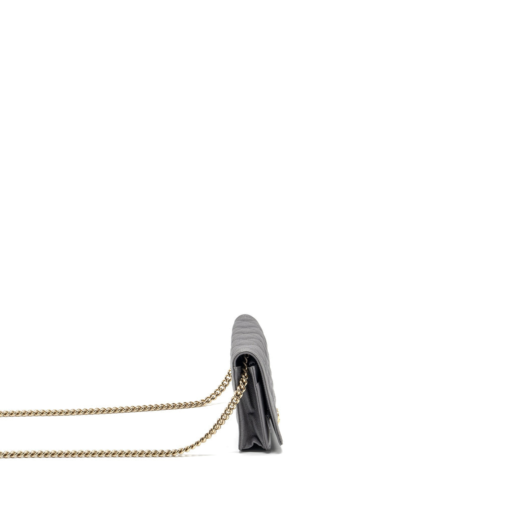 CHANEL BOY WALLET ON CHAIN CAVIAR GREY LGHW
