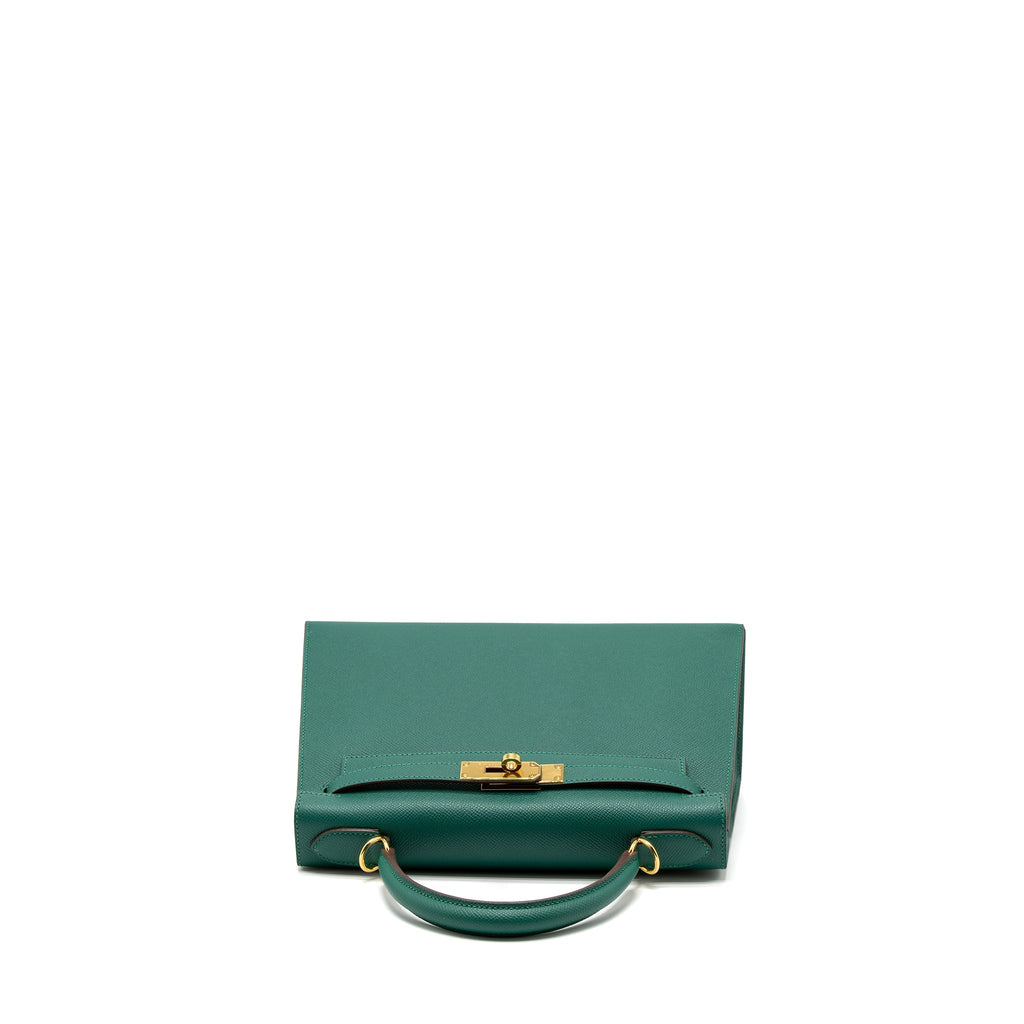HERMES KELLY 28 SPECIAL ORDER EPSOM MALACHITE/GRIS ASPHALTE GHW