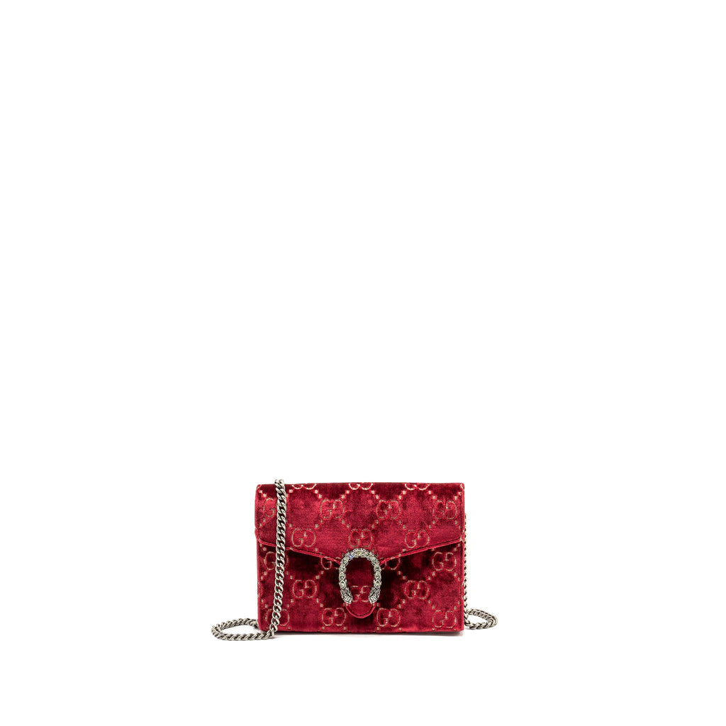 GUCCI DIONYSUS WALLET ON CHAIN VELVET RED SHW