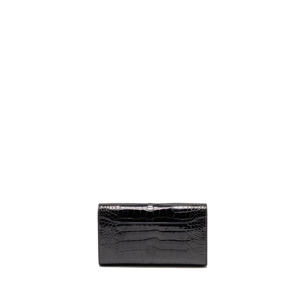 HERMES CONSTANCE TO GO ALLIGATOR MISSISSIPPIENSIS BLACK WITH BLACK HARDWARE