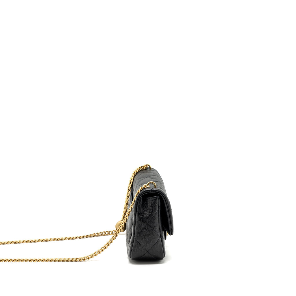 CHANEL 23P COCO LOVE FLAP BAG CAVIAR BLACK GHW(MICROCHIP)