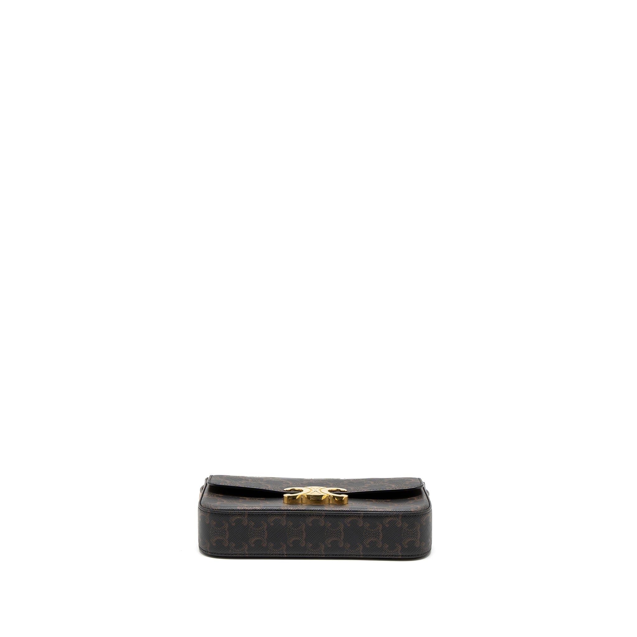 CELINE TRIOMPHE SHOULDER BAG TRIOMPHE CANVAS/CALFSKIN TAN GHW