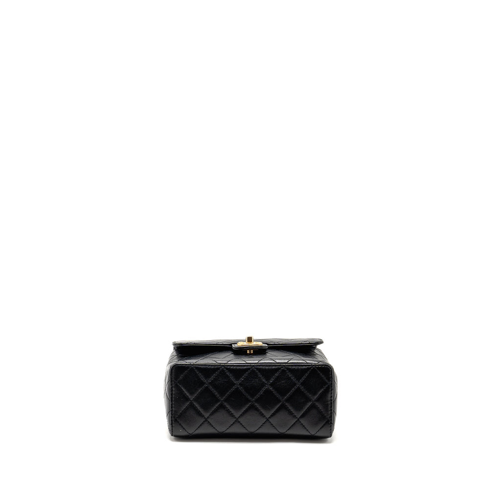 CHANEL 22K RETRO CLASSIC NEW SQUARE LARGE FLAP BAG GOATSKIN BLACK GHW (MICROCHIP)