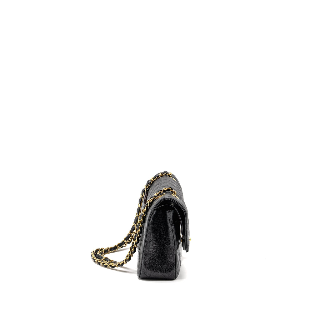CHANEL MEDIUM CLASSIC DOUBLE  FLAP BAG CAVIAR BLACK GHW