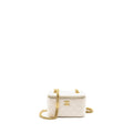 CHANEL LETTER/ CC LOGO CHAIN LONG VANITY CASE LAMBSKIN WHITE GHW (MICROCHIP)