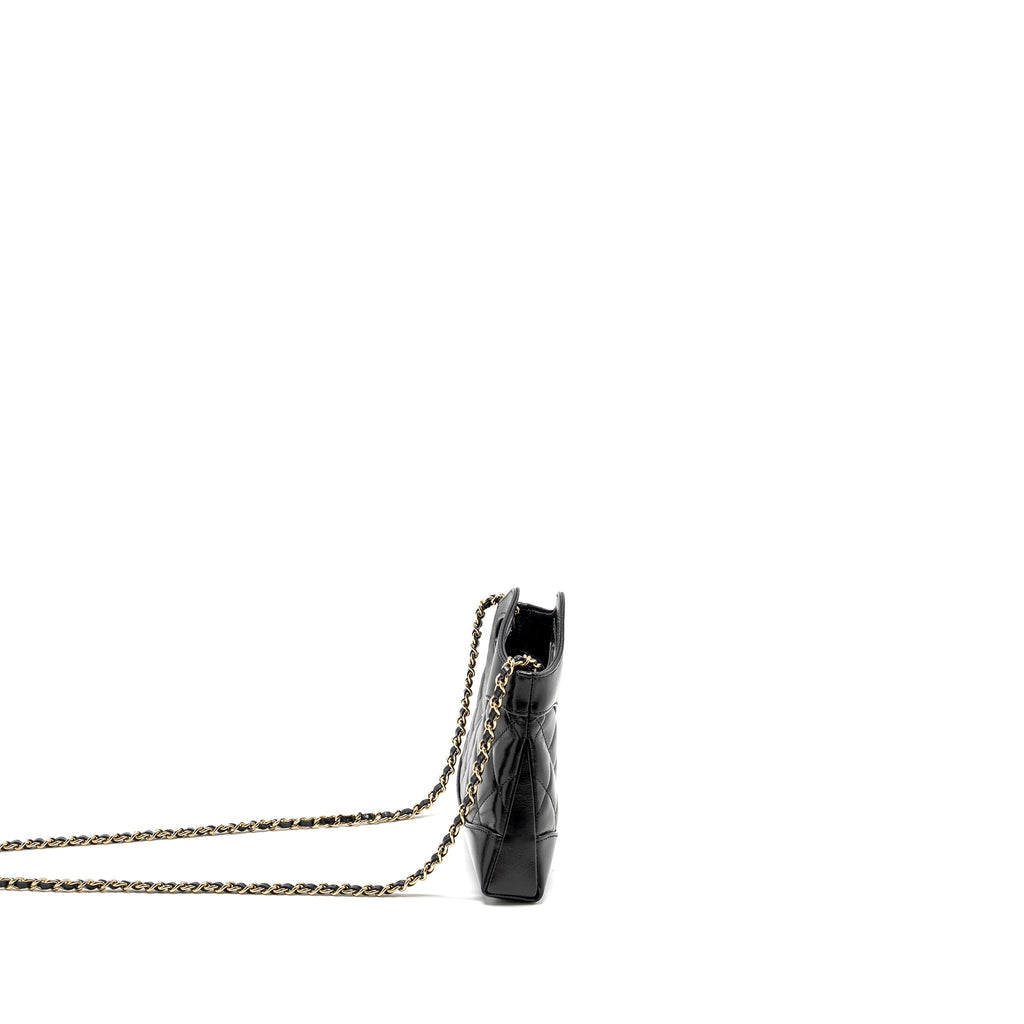 CHANEL MINI 31 CLUTCH WITH CHAIN SHINY LAMBSKIN BLACK LGHW (MICROCHIP)