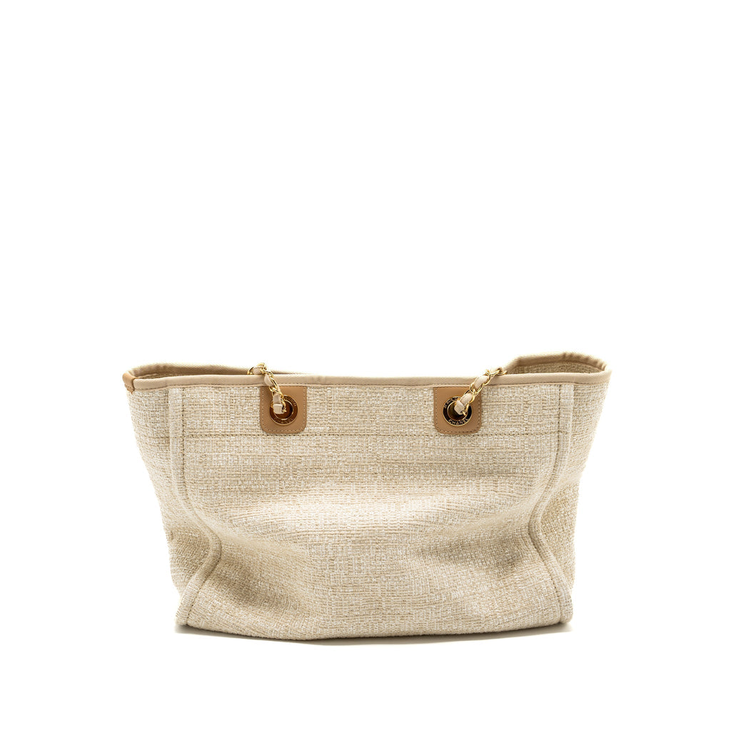 CHANEL DEAUVILLE BAG CANVAS/ LEATHER LIGHT BEIGE GHW