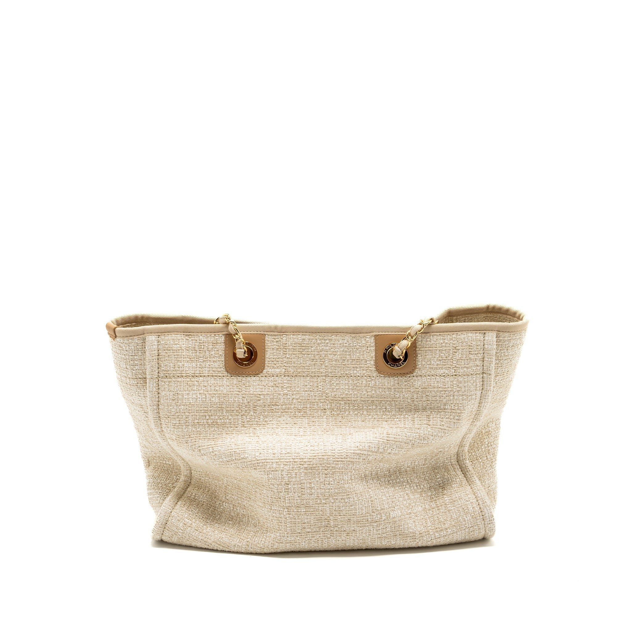 CHANEL DEAUVILLE BAG CANVAS/ LEATHER LIGHT BEIGE GHW