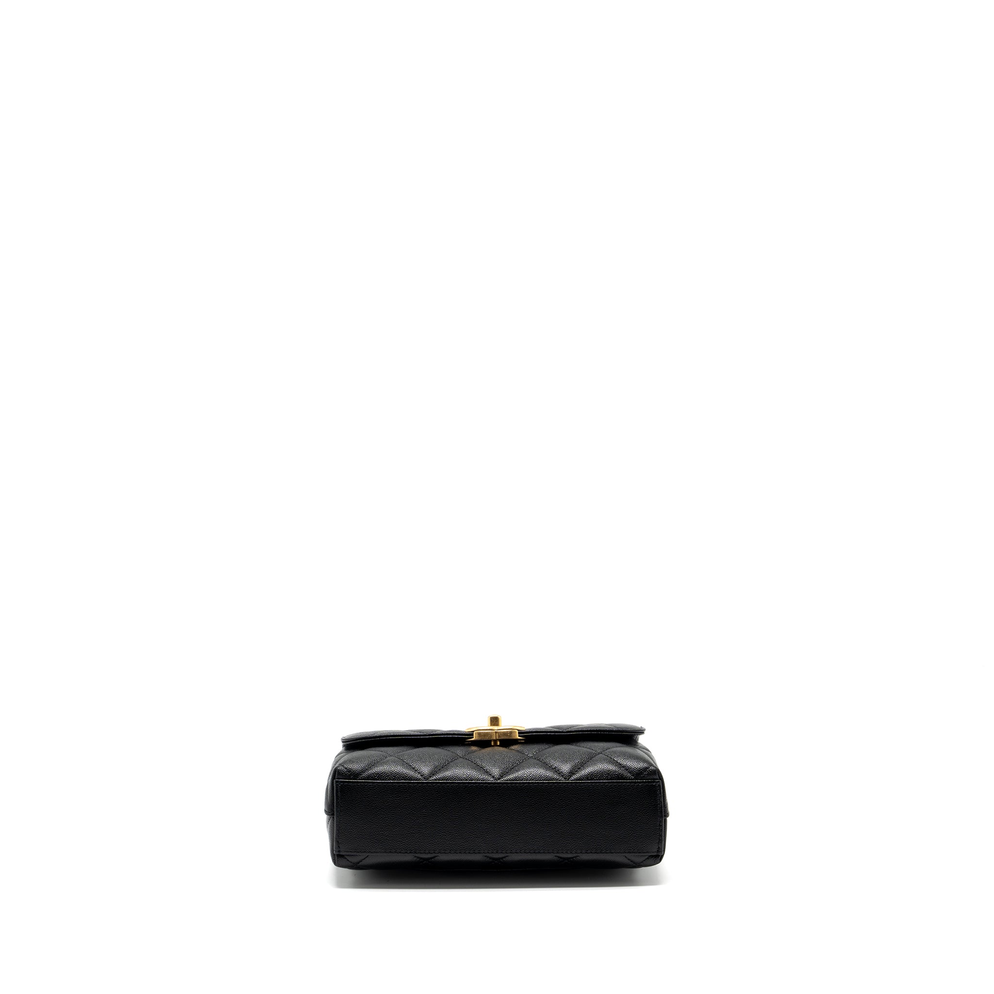CHANEL 23P QUILTED FLAP BAG WITH GIANT CHAIN CAVIAR BLACK BRUSHED GHW (MICROCHIP)