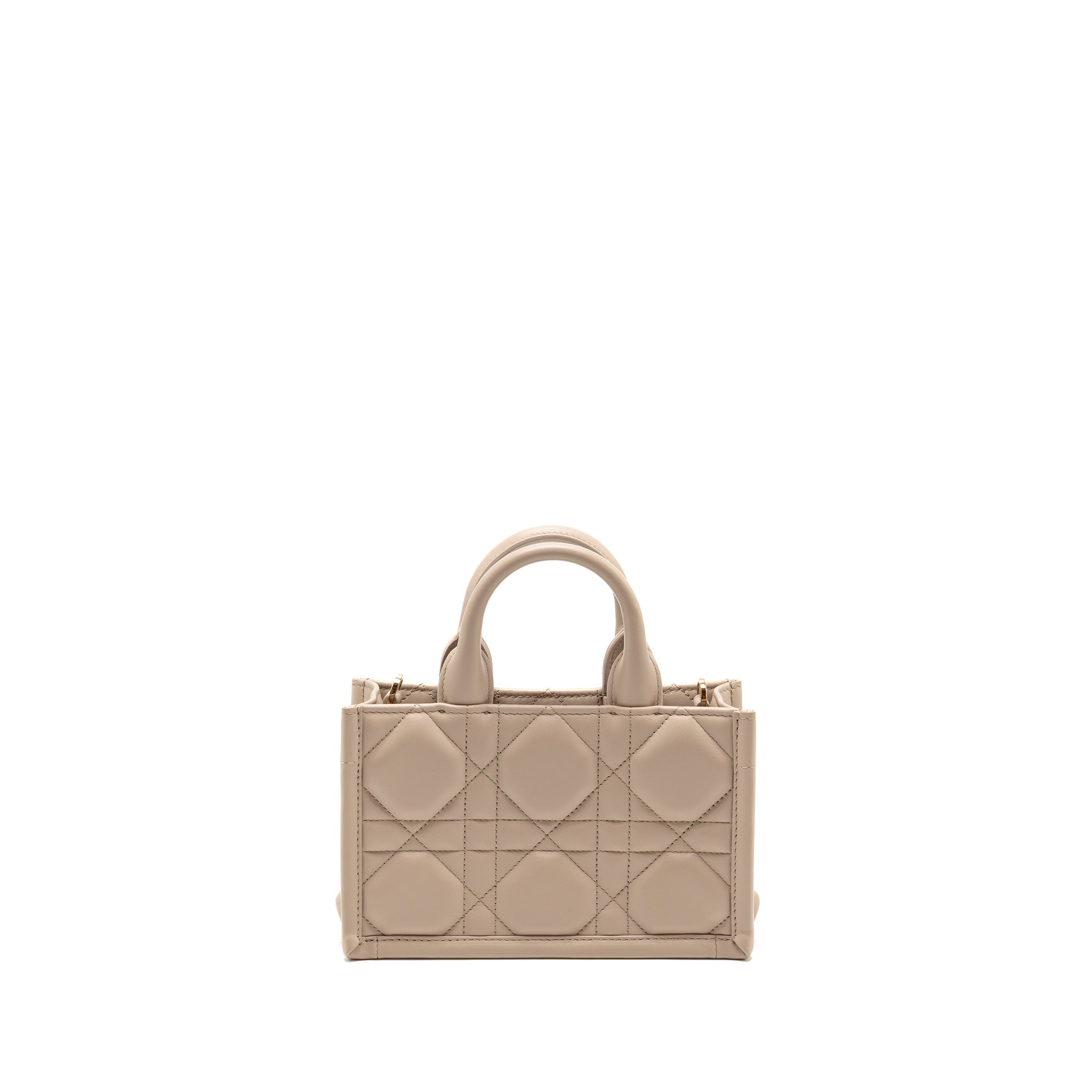DIOR DIORAMOUR MINI DIOR BOOK TOTE MACROCANNAGE CALFSKIN POWDER BEIGE LGHW