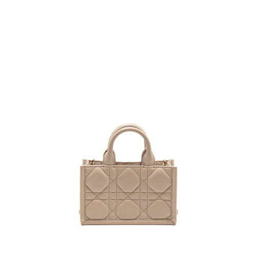DIOR DIORAMOUR MINI DIOR BOOK TOTE MACROCANNAGE CALFSKIN POWDER BEIGE LGHW