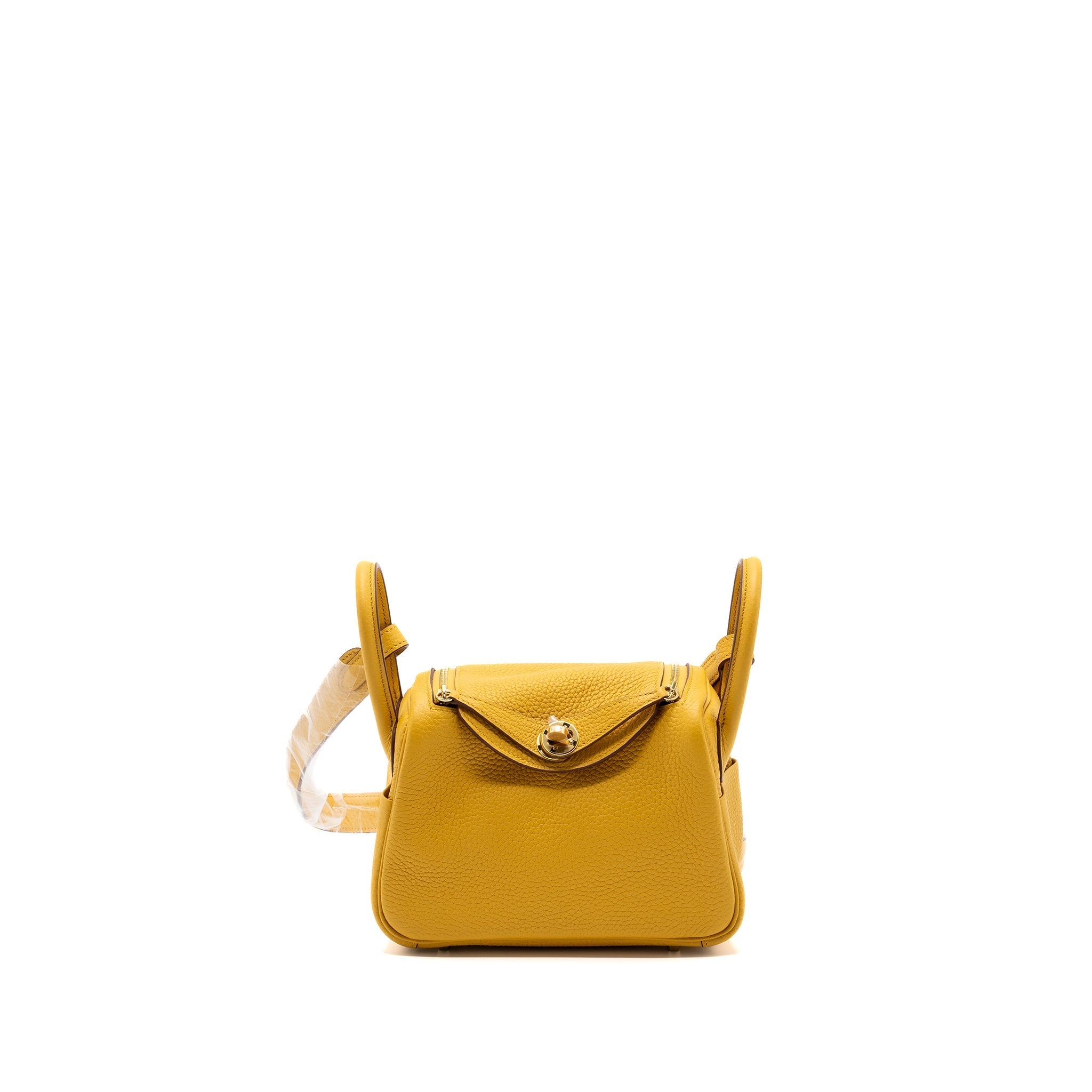 HERMES MINI LINDY CLEMENCE JAUNE AMBER GHW
