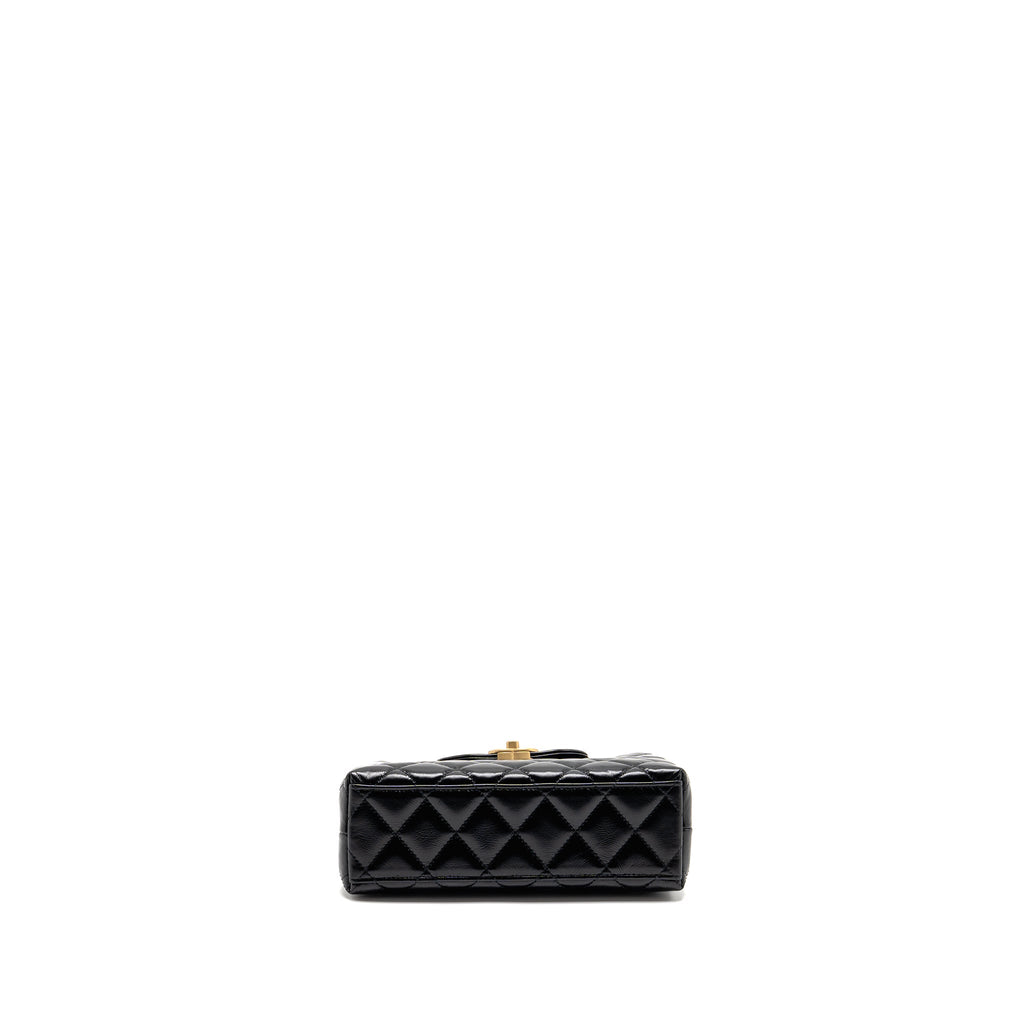 CHANEL MINI KELLY SHOPPING TOTE BAG CALFSKIN BLACK GHW (MICROCHIP)