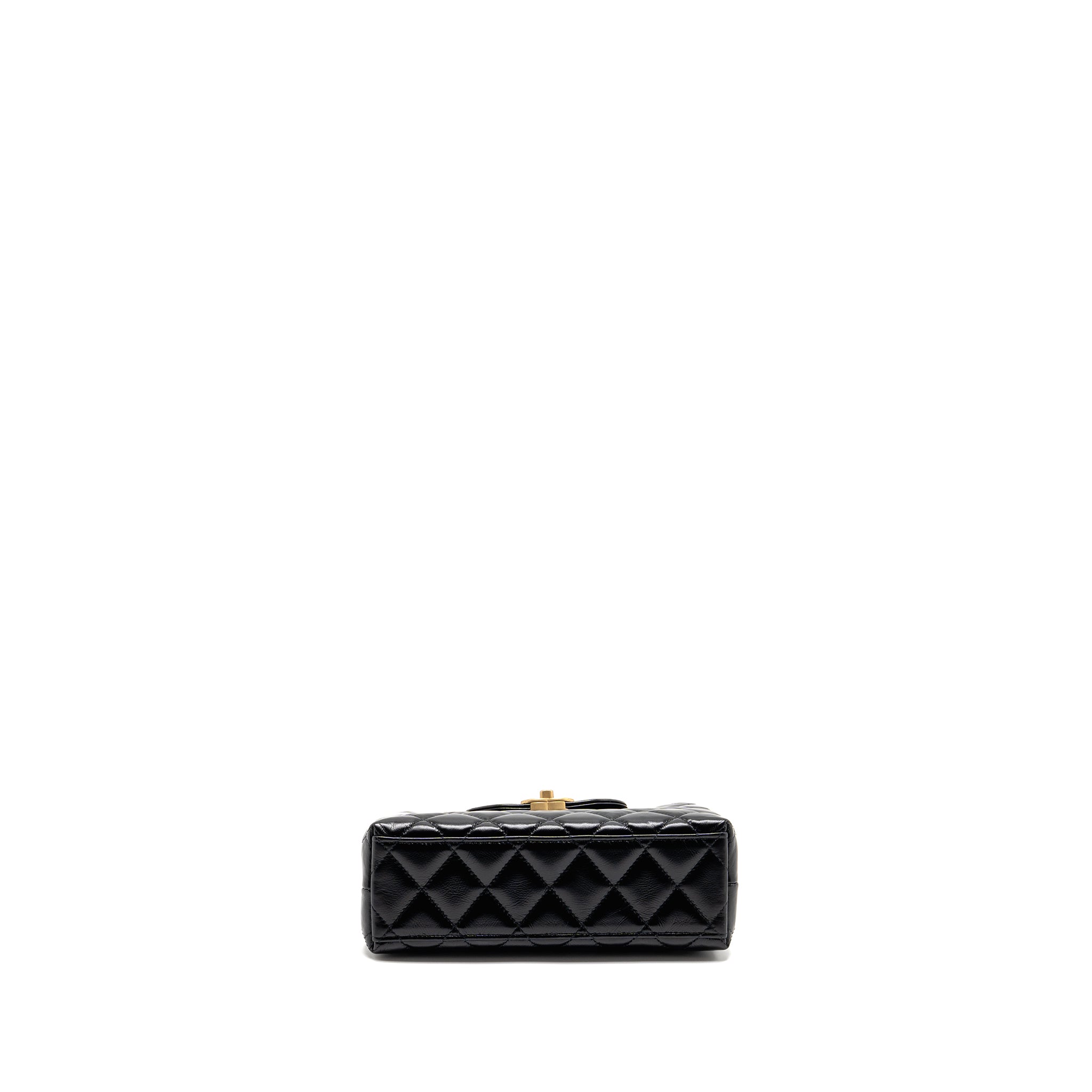 CHANEL MINI KELLY SHOPPING TOTE BAG CALFSKIN BLACK GHW (MICROCHIP)